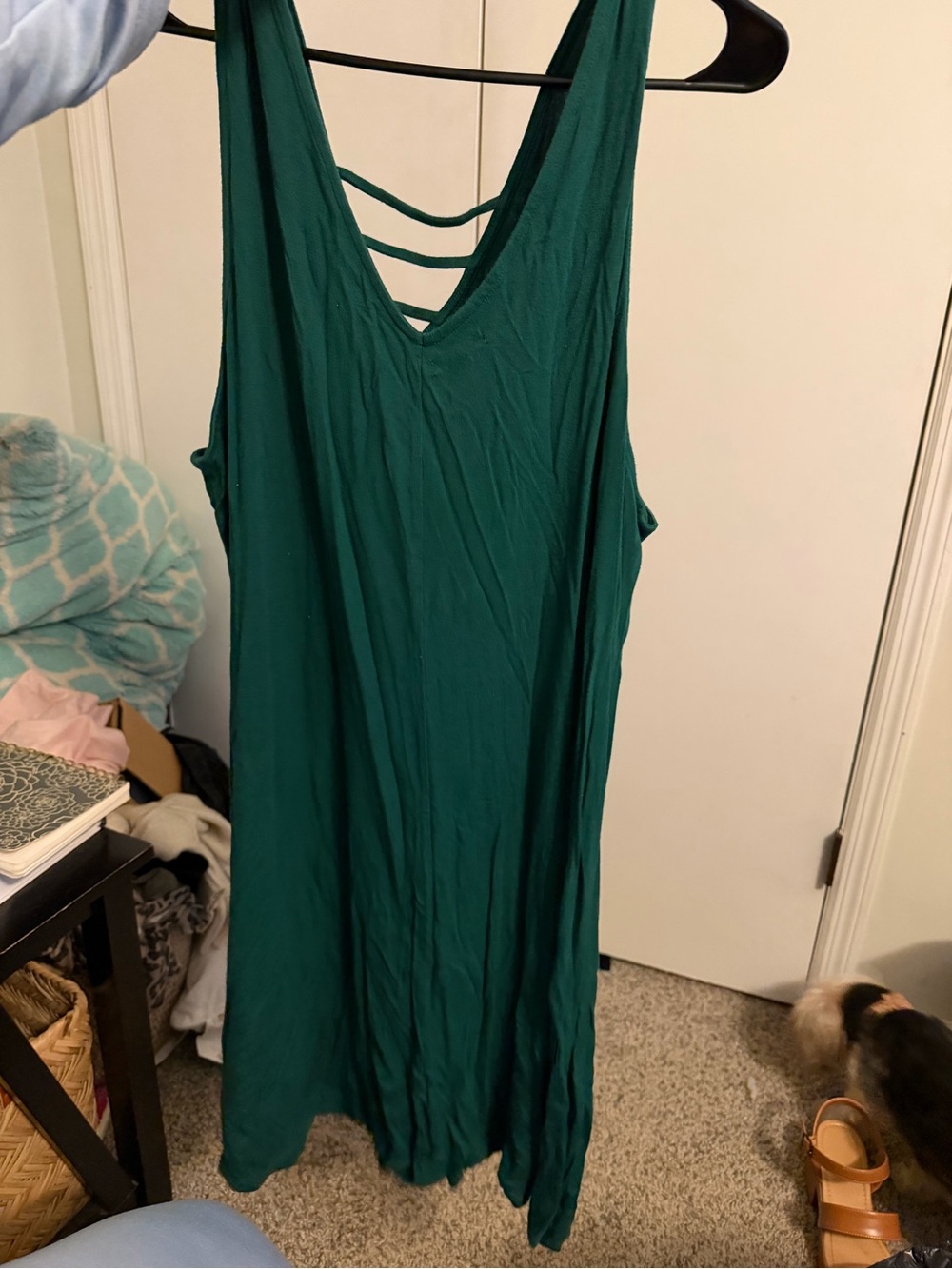 Maurices Teal Strapless-Style V-Neck Dress with Strappy Back